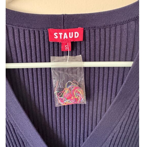 NWOT Staud Cargo Navy Multi Ribbed Cardigan Size Small - Picture 4 of 5